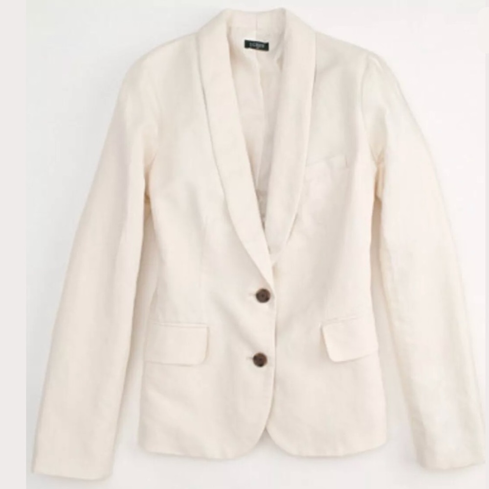 J. CREW Cavalry Twill Blazer Jacket Ivory Cream Suits Workwear 2 Button Coat